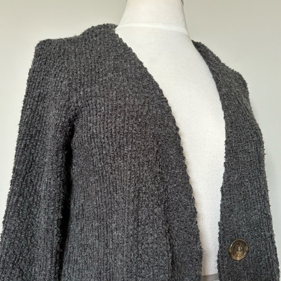 Code x Mode Charcoal gray V-Neck Boucle Knit Cardigan Sweater, size XS - Picture 7 of 16